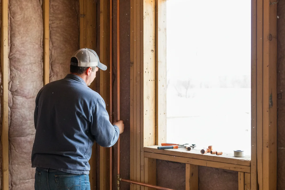 Licensed plumber running new copper supply lines in a Topmost home