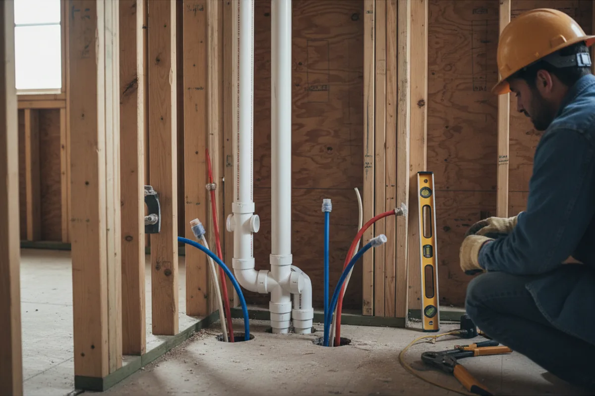 Drain and supply rough-in during Sump Pump Repair in Topmost